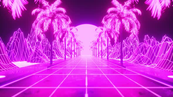 Pink Synthwave Neon Background Loop