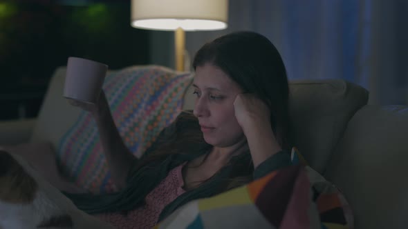 Adult Beautiful Lonely Woman With Dog Pet Jack Russell Terrier alt