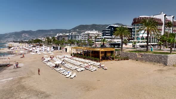 Beach Bar aerial view 4k alt