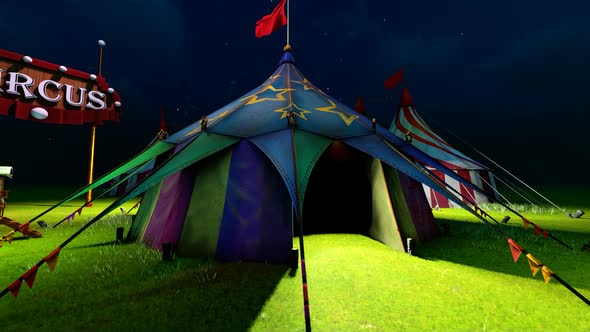 Colorful traveling circus tent