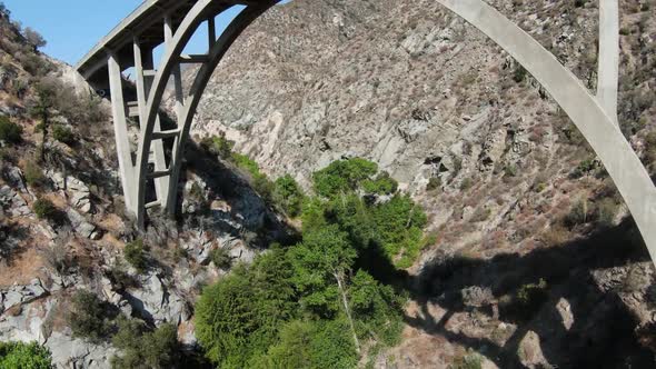 Aerial shot of the rugged landscape of the San Gabriel Mountains alt