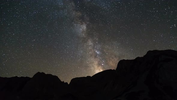 Milky Way Over The Mountain Peaks