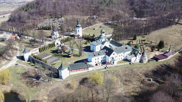 Krehiv Monastery Aerial View Drone, Ukraine