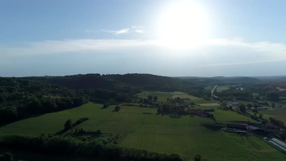 Village of Siorac-en-Perigord in France from the sky alt