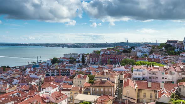 4K timelapse of Lisbon rooftop from Sao Vicente de fora church  in Portugal - UHD