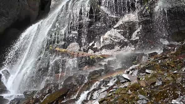 Maiden Braids waterfall in the Elbrus mountains