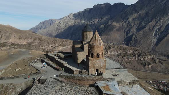 Beautiful Landscape with Church Near Kazbegi Georgia Caucasus