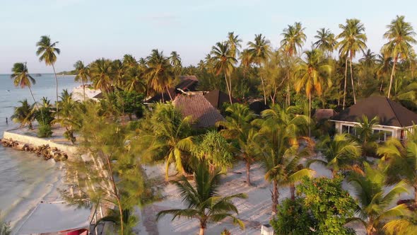 Paradise Coast Resort with Palm Trees and Hotels By Ocean Zanzibar Aerial View alt