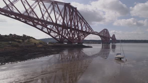 Forth Rail Bridge, North Queensferry, Fife, Scotland.  Flying left to right, away from the bridge ov alt