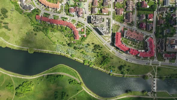 Aerial Photography From Above of a Large Number of Houses in the Eastern District of Minsk.The alt