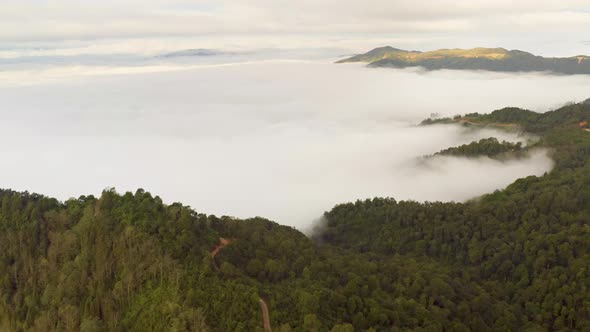 Aerial of the rice fields and villages of Yuanyang County China alt