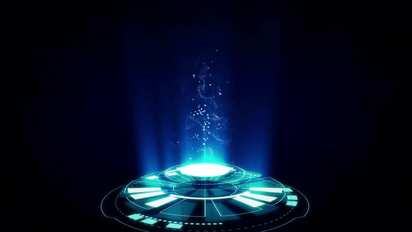Rotation of glowing blue circle technology on black background