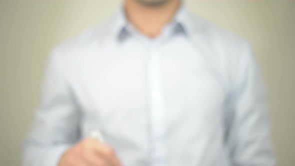 Team, Businessman Writing on Transparent Screen alt