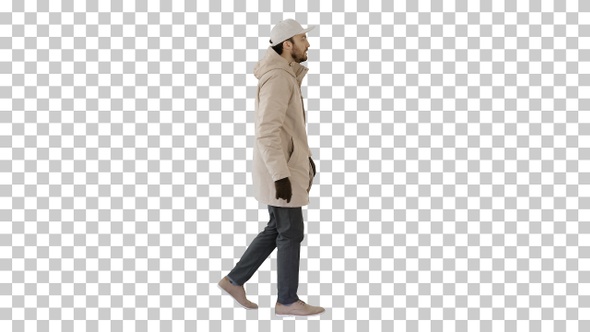 Handsome Fashionable Man In A Winter Stylish, Alpha Channel alt
