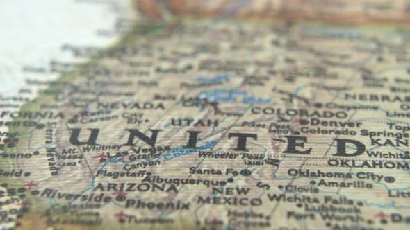 United States and Cities on World Map 4K alt