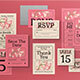 Green Pink Vintage Wedding Invitation Set 