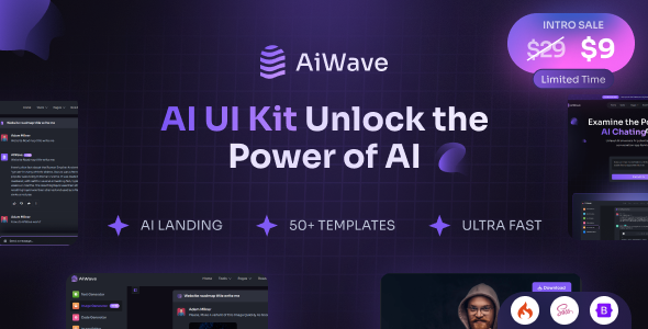 Aiwave AI SaaS Website + Dashboard UI CodeIgniter Kit