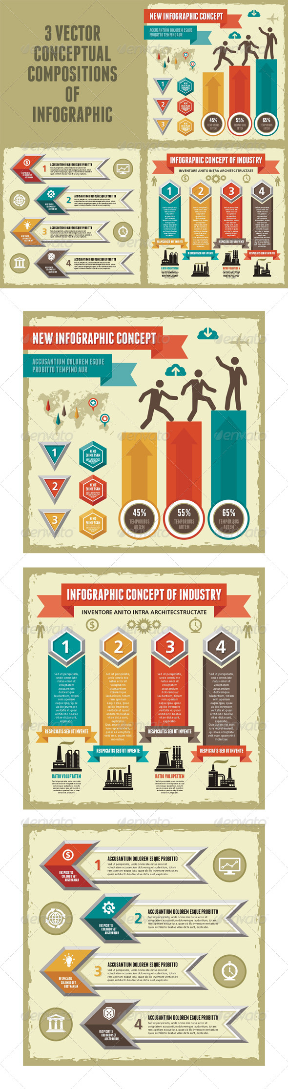 Infographic Concept - 3 Vector Scheme - Infographics