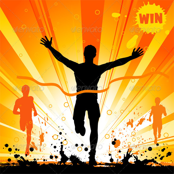 Silhouette of a Man Winner - Sports/Activity Conceptual