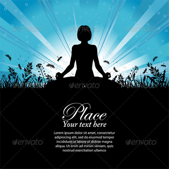 Silhouette of a Girl in Yoga pose - Sports/Activity Conceptual