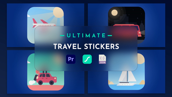 Travel Stickers Animation for Premiere Pro Premiere Pro template preview