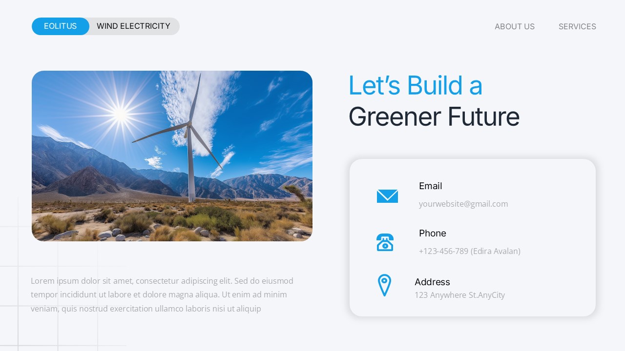 Eolitus Wind Electricity Powerpoint Template, Presentation Templates
