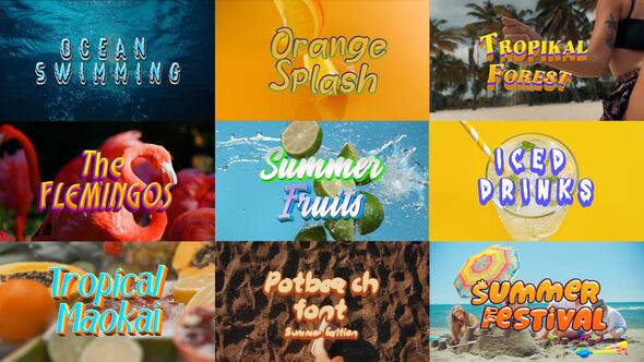 Tropical Summer Text Effects Pack – Fruits, Birds & Cold Drink Vibes Titles template preview