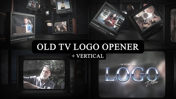 Vintage CRT Screen Logo Opener-Vertical Version included Openers template preview