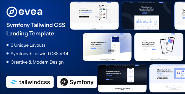 Evea – Symfony App Landing Page Template