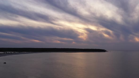 An aerial view over the Long Island Sound by Orient Point on Long Island in New York. It was at suns alt