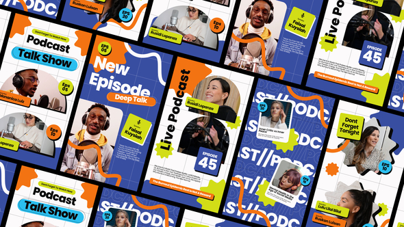 Podcast Talkshow Reel Story After Effect broadcast-packages template preview