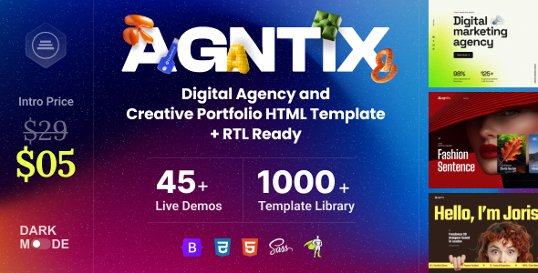 Agntix – Digital Agency & Creative Portfolio HTML Template