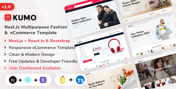 Kumo – Next.js Multipurpose Fashion & eCommerce Template (Javascript + Typescript)