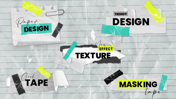Torn Crumple Paper Tapes Titles Lowerthirds Titles template preview