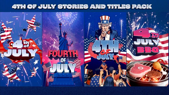 4th of July Titles and Stories Pack Elements template preview
