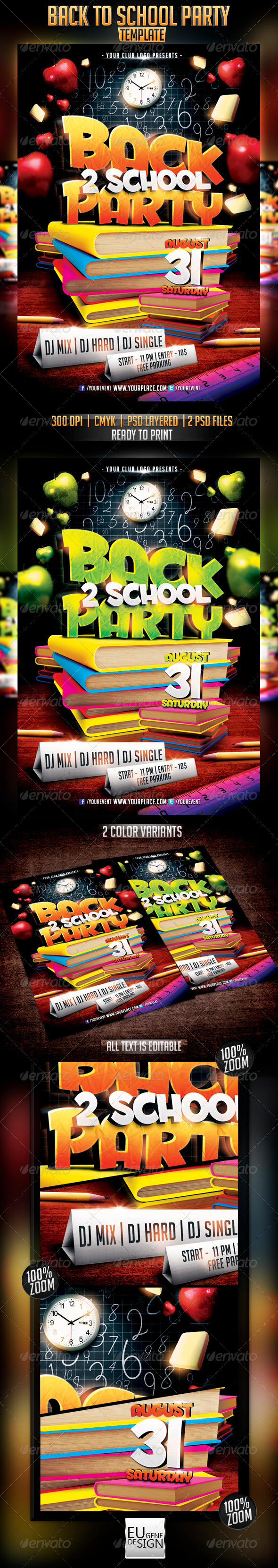 Back to School Party Flyer Template - Clubs & Parties Events