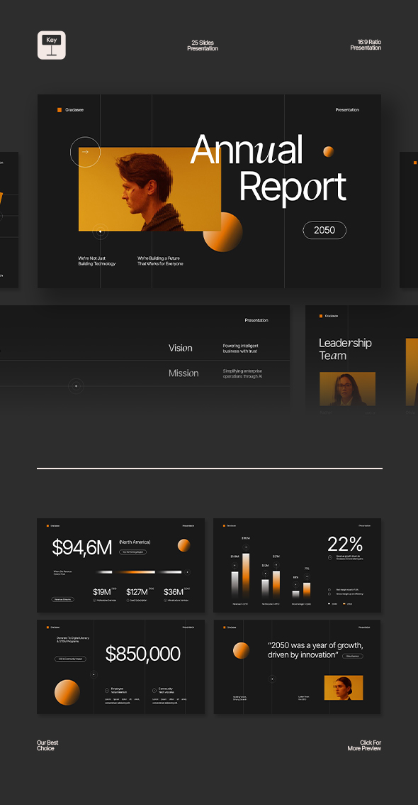 Gradasee - Black Orange Gradient Modern Annual Report Keynote