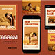 Yellow Red Vintage Autumn Fashion Instagram Set 