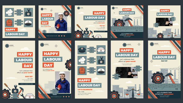 Labour Day Feed and Stories Instagram Openers template preview