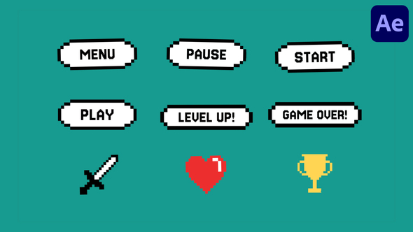 Pixel Game UI And Retro Icons | After Effects Elements template preview