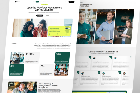 Hurevo - Human Resources Management SaaS Elementor Template Kit for HR Platforms