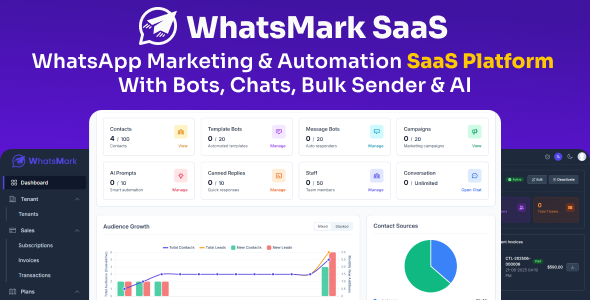WhatsMarkSaaS – WhatsApp Marketing & Automation SaaS Platform with Bots, Chats, Bulk Sender & AI