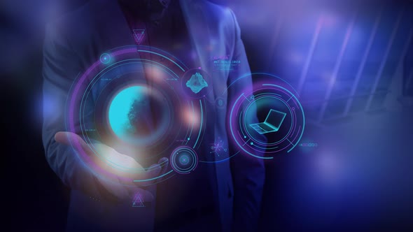 Infographics With The Planet Moon In The Palm Of Your Hand 4K alt