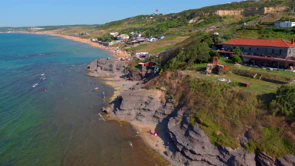 Aerial view of beaches at the Black Sea coast, Istanbul, Turkey. alt