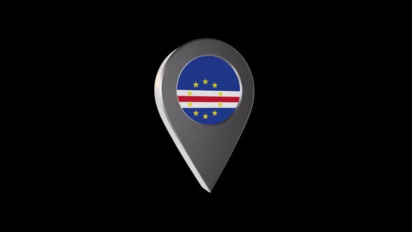 3d Animation Map Navigation Pointer With Cape Verde Flag With Alpha Channel - 2K alt