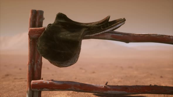 Horse Saddle on the Fence in Monument Valley alt