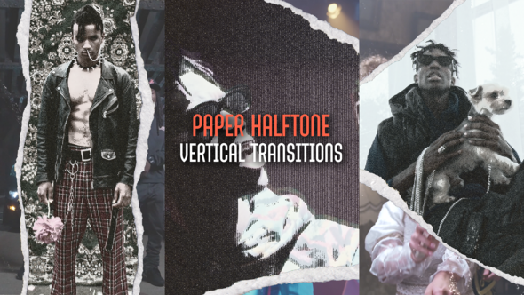 Vertical Paper Halftone Transitions Elements template preview