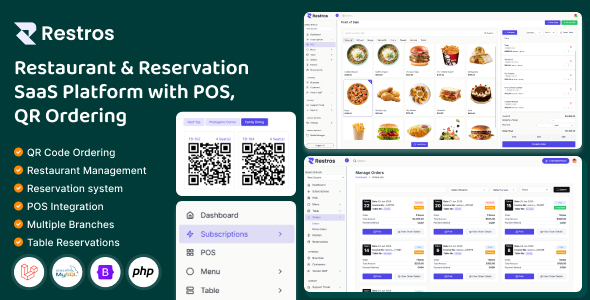 Restros – Restaurant & Reservation Management SaaS with POS, QR & Multi-Branch Support