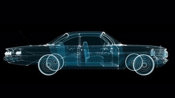 3d Hologram of Intelligent Car of Particles