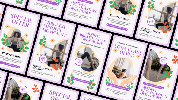 Yoga Class Reel & Story Video Displays template preview